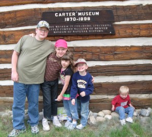 my children outside museum