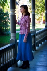 denim ruffle skirt