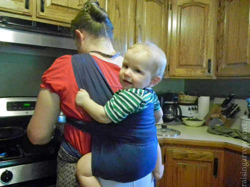 Mommy cooking with Garin in Mei Tai
