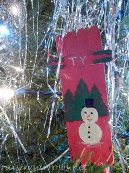 snowman sled Ty's popsicle stick sled