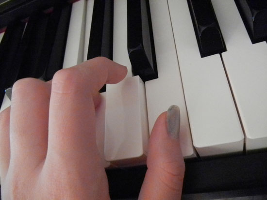 at piano