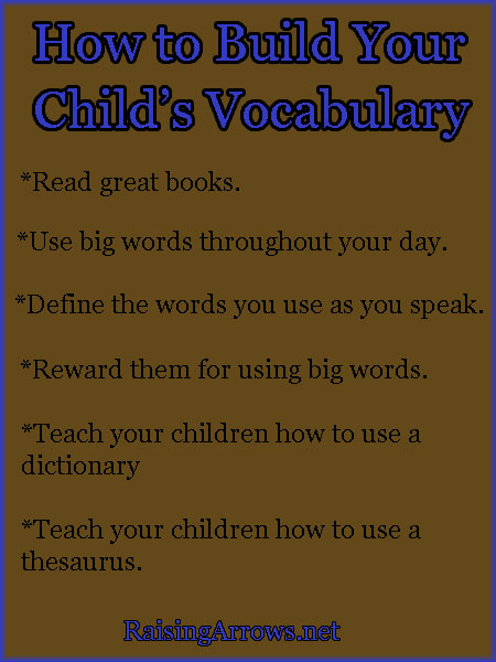 Build Your Child's Vocabulary | RaisingArrows.net